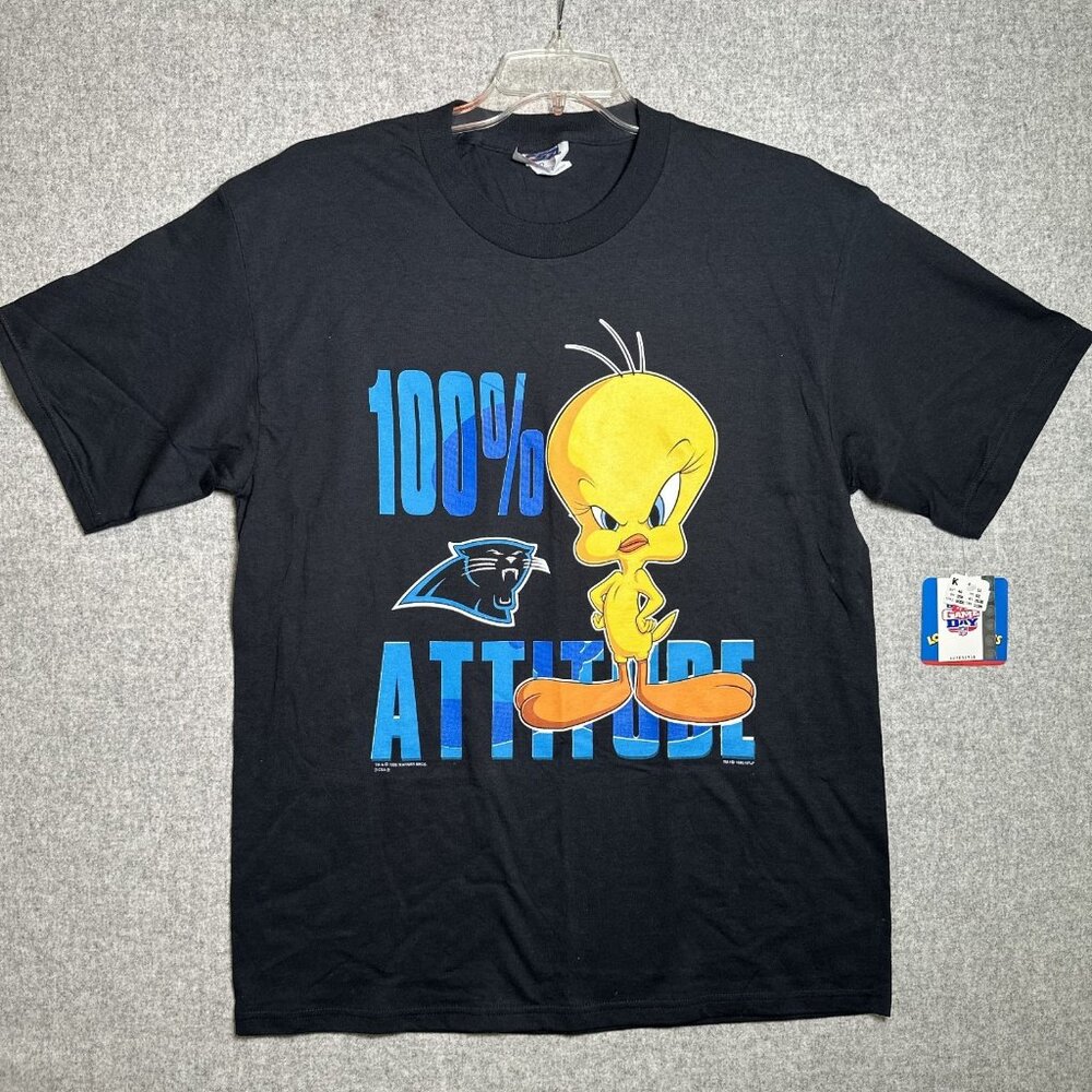 NOS Vintage Tweety Bird Attitude T-Shirt‎ Looney Tunes Black Carolina Large